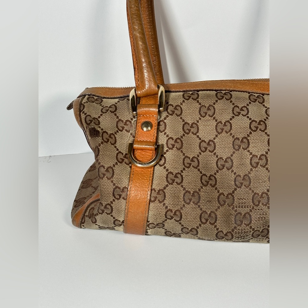 GUCCI Mini Boston Bag Abby GG Canvas BRW Distressed Designer Hand Bag Authentic - Picture 2 of 16